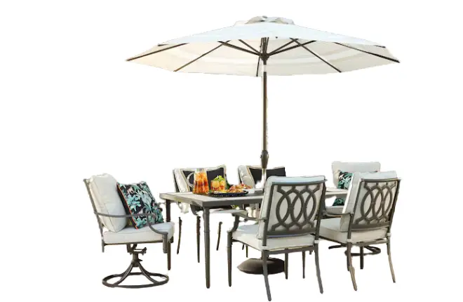 allen + roth Thomas Lake 7-Piece Patio Dining Set with Gray Cushions