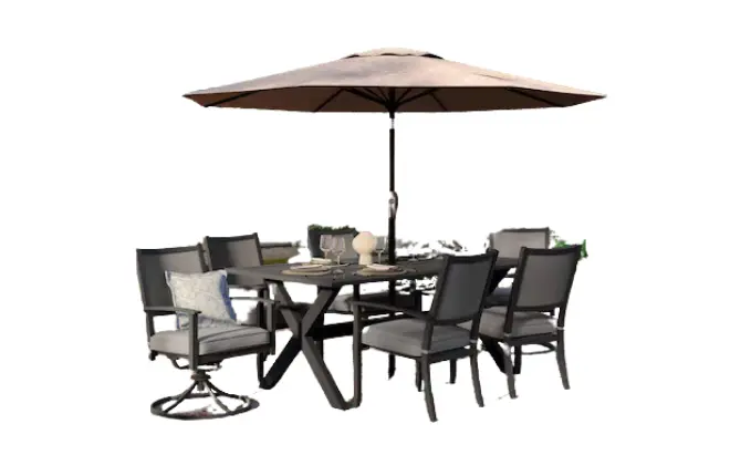 allen + roth Chatham Pier 7-Piece Patio Dining Set with Grey Cushions