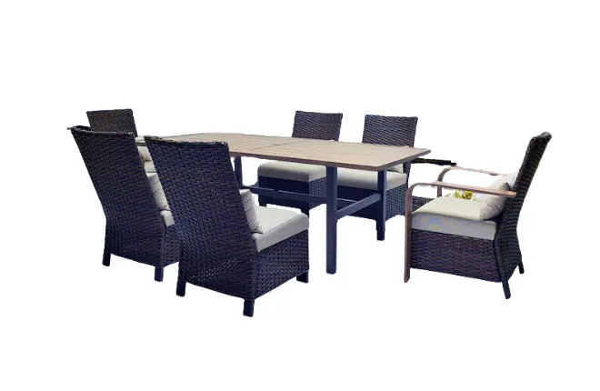 allen + roth Camdon 7-Piece Patio Dining Set with Beige Cushions