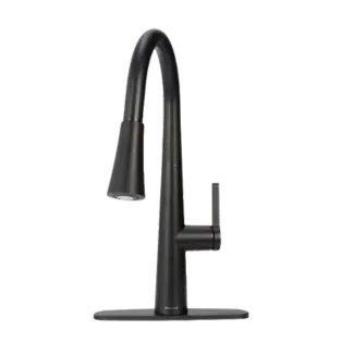 allen + roth Bryton Matte Black Handle Deck-mount Handle Residential Pull-down Kitchen Faucet with Sprayer