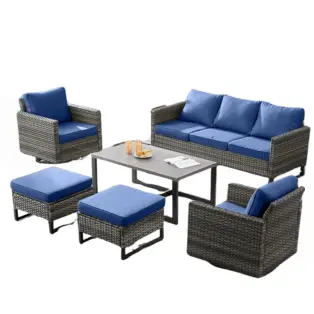 7-Piece Patio Furniture Set with Swivel Chairs