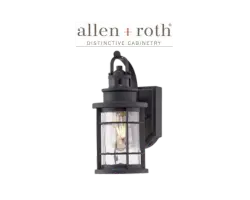 Allen + Roth Berlin 1 -Light 12.6-in H Matte Black Hardwired Motion Sensor Dusk to Dawn Outdoor Wall Light