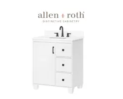 Allen + Roth Rigsby 30-in White Undermount Single Sink Bathroom Vanity with White Engineered Marble Top